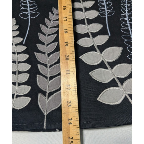 Boden Embroidered Leaves Lined Cotton Black Skirt - Women 12L EUC - Picture 7 of 13